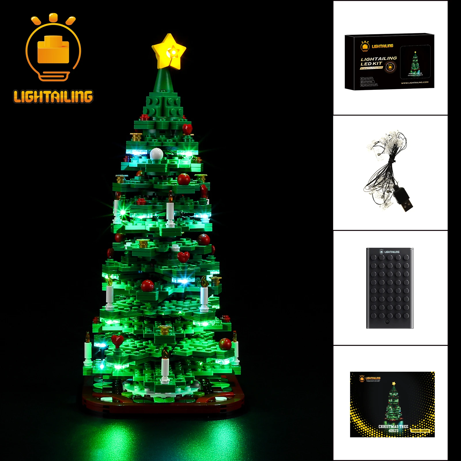 BRIKSMAX LED Lighting Kit for Christmas Tree - Compatible with Lego 40338 Building Blocks Model- Not Include The Lego Set