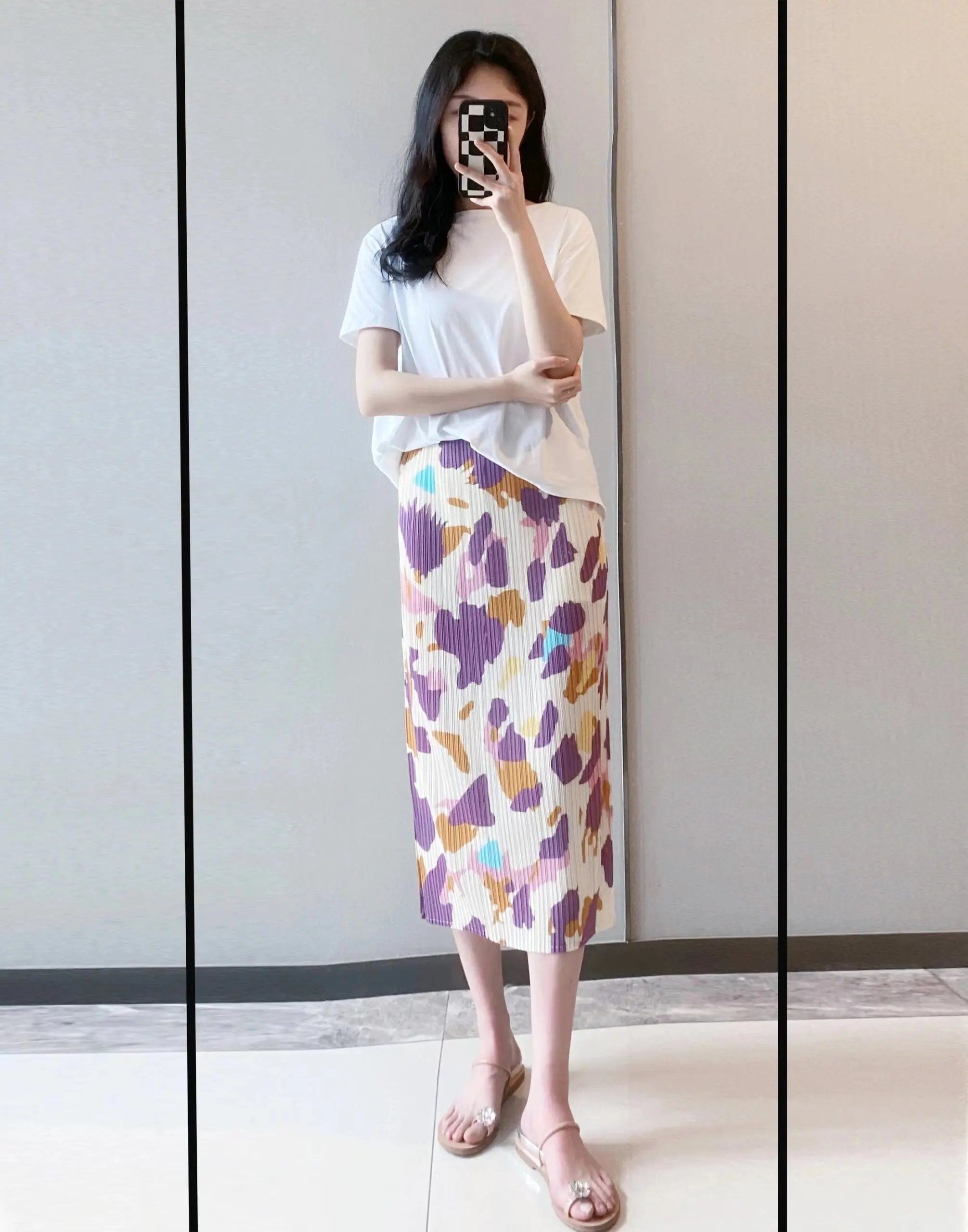 Women's Skirt Classical Pleated Color Floral Skirt Fashion Casual High Quality Pleated A-line Skirt For Women's Clothing