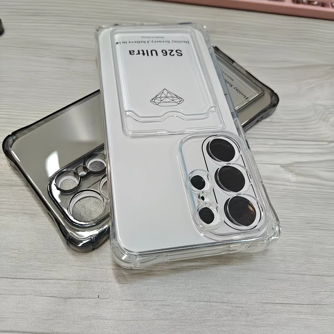 Shockproof Transparent Card Pocket Phone Case - Durable TPU Cover