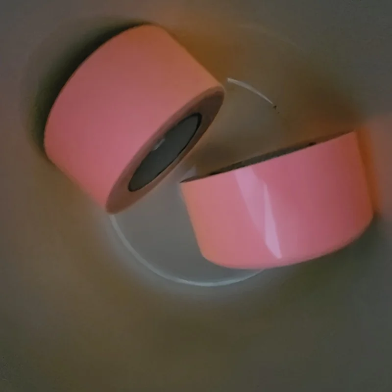 Glow-In-The-Dark Pink Tape-Decorative Fluorescent Adhesive For Concrete Surfaces, Non-Waterproof Warning Stickers & Fishing Ge