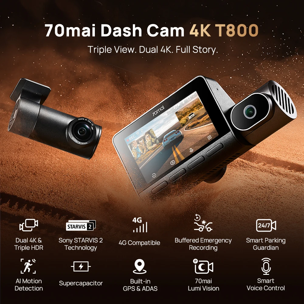 Triple channel dash cam coverage