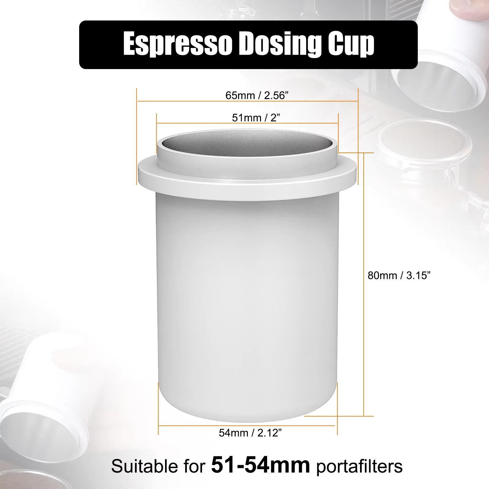 كوب جرعات إسبريسو ألومنيوم أبيض 51-58 ملم - ملحق م...