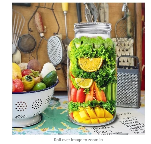 2-Pack 128oz Extra Wide Mouth Mason Jars 1 Gallon Glass Large Storage Jars with Airtight Lid for Food Storage Curing Fermentatio 5