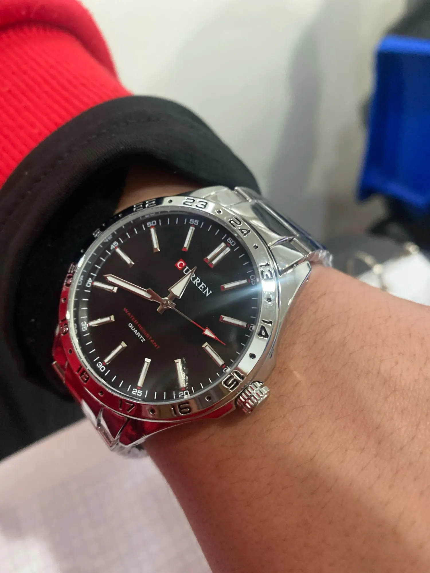 Curren 8452 relógio de quartzo masculino simples moda lazer relógio de negócios preto prateado pulseira de aço inoxidável relógio de pulso para masculino photo review