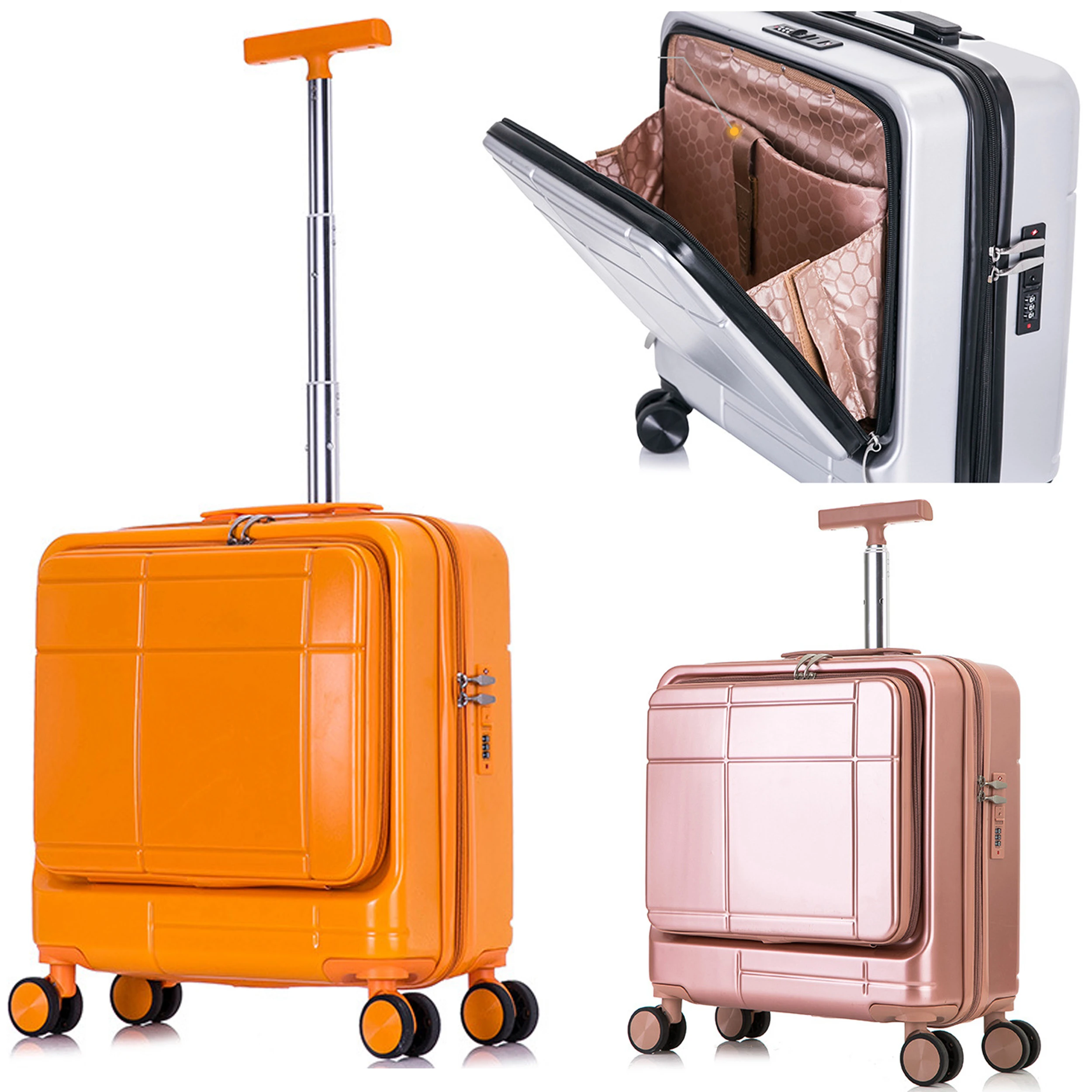 Woestijn verachten Televisie kijken 18 Inch Carry-on Laptop Travel Front Open Small Suitcases On Wheels Trolley  Rolling Mini Luggage Valises For Women Free Shipping - Rolling Luggage -  AliExpress