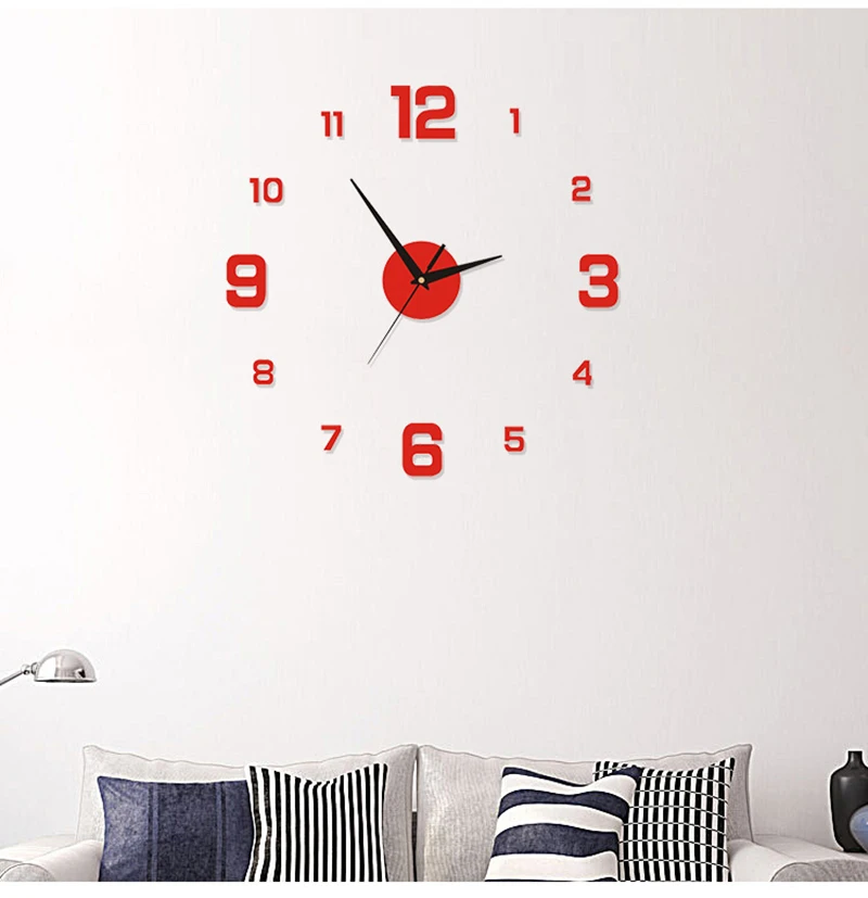 3D Wall Clock Luminous Frameless DIY Digital Clock Wall Stickers Wall Clocks Silent Clock for Home Living Room Office Wall Decor