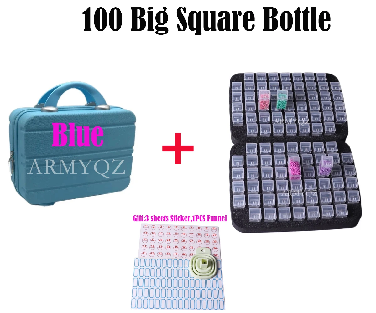 

Коробка для хранения аксессуаров для алмазной живописи 5D, двухслойная, 100 бутылок, бусины, фотобанка, чехол на молнии для DIY живописи