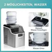 Machine à glaçons en acier inoxydable, 24 dés en 13 min, 24kg/24H, 3,2L autonettoyante avec pelle et panier pour cuisine/Bar/bureau 2