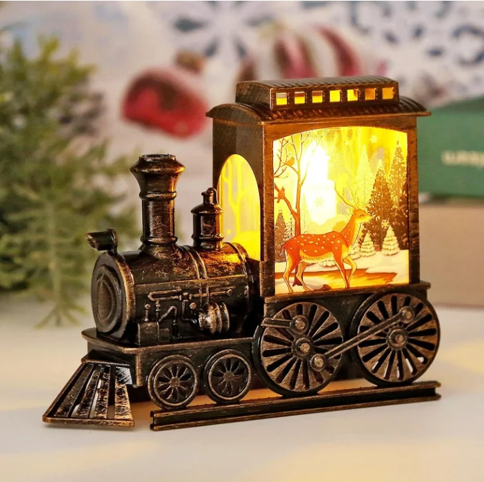 Tren Navideño Led, Figura De Tren Navideño De Resina