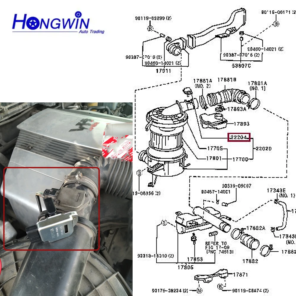 22204 75020 Air Flow Meter Sensor MAF For Lexus GX LX 470 570 Toyota 4Runner Auris Hiace Hilux Prius 22204-75020 AFH70M-17 7Y26