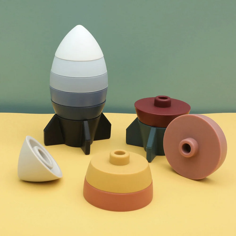 Stacking Lighthouse Toys Children's Stacking Music Silicone High Baby Puzzle Layer by Layer Interactive Building Blocks