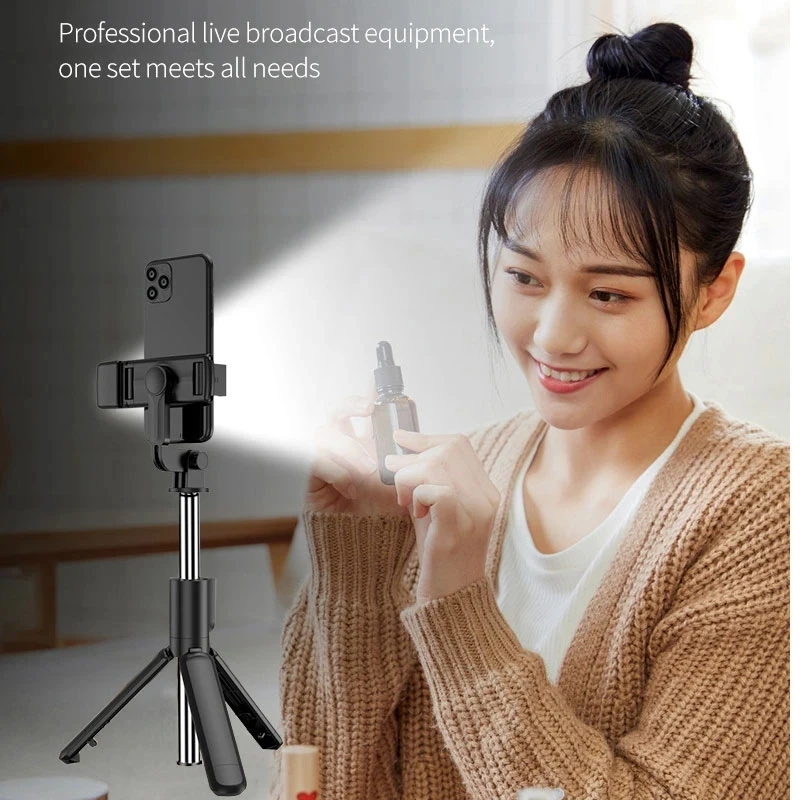 Roreta Foldable Wireless Bluetooth Selfie Stick Phone Holder Retractable Multifunctional Tripod Remote shutter Selfie light