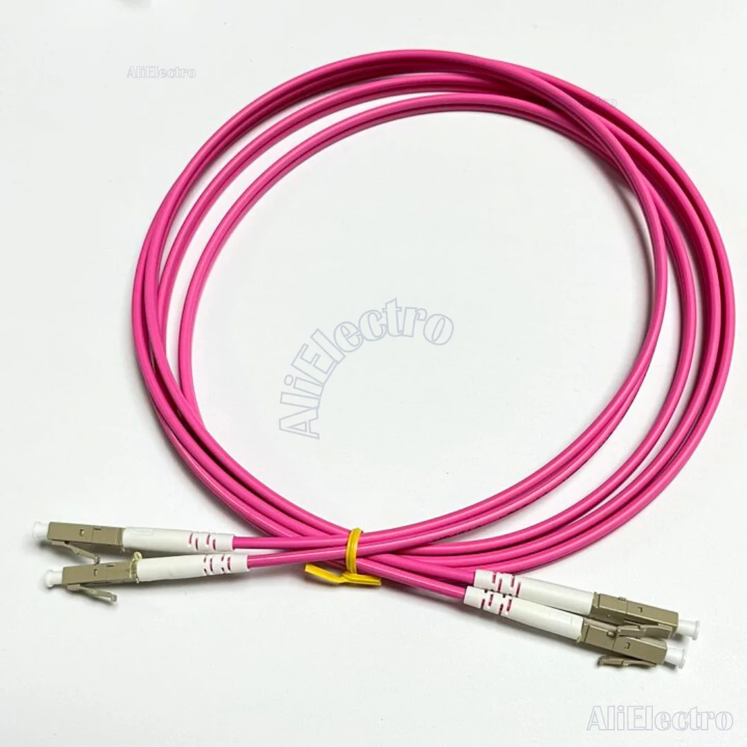 Best 5pcs/lot Fiber Optical Jumper Patch Cord LC-LC OM4 Multi-Mode Fiber Cable 3.0mm Multimode Duplex LC-UPC 1M/2M/3M/5M Factory
