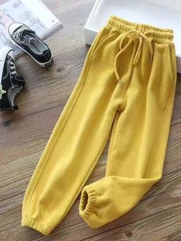 Winter Women Harem Pants Drawstring Fleece Long Thicken Y2K Sweatpants Joggers Trousers Sports Casual Soild Color Warm Pants 6