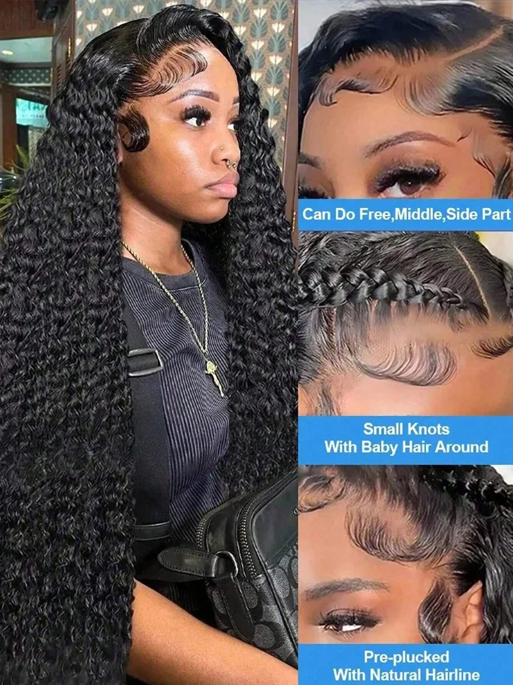 42 Inch Deep Wave Lace Front Wigs Human Hair 13x4 13x6 HD Lace Front Wigs for Women Pre Plucked Brazilian Curly Human Hair Wig 3