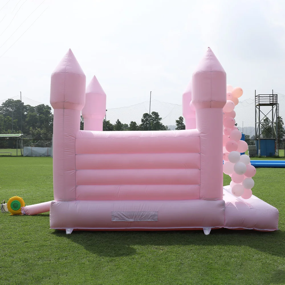 Commercial PVC Bouncy Castle for Kids, Pink Inflatable House, Moon Jumping Bed, Bouncer with Air Blower, Wedding Party, 13ft