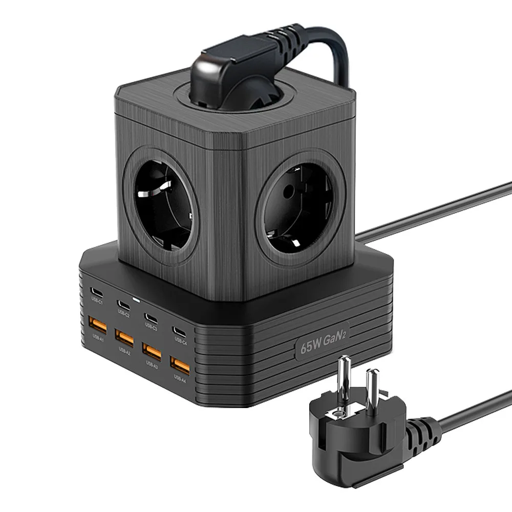 GAN PD USB C Type PPS 65W 4000W 5 PER Multi Tab High Speed Grounding Tower Charger TOWER