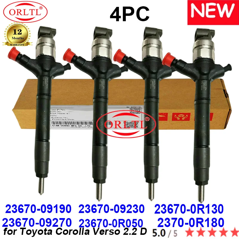4Pc 23670-09230 23670-09270 Iniettore Common Rail Muslimex 2370-0R180 23670-09190 Per Toyota Corolla Verso 2.2 D