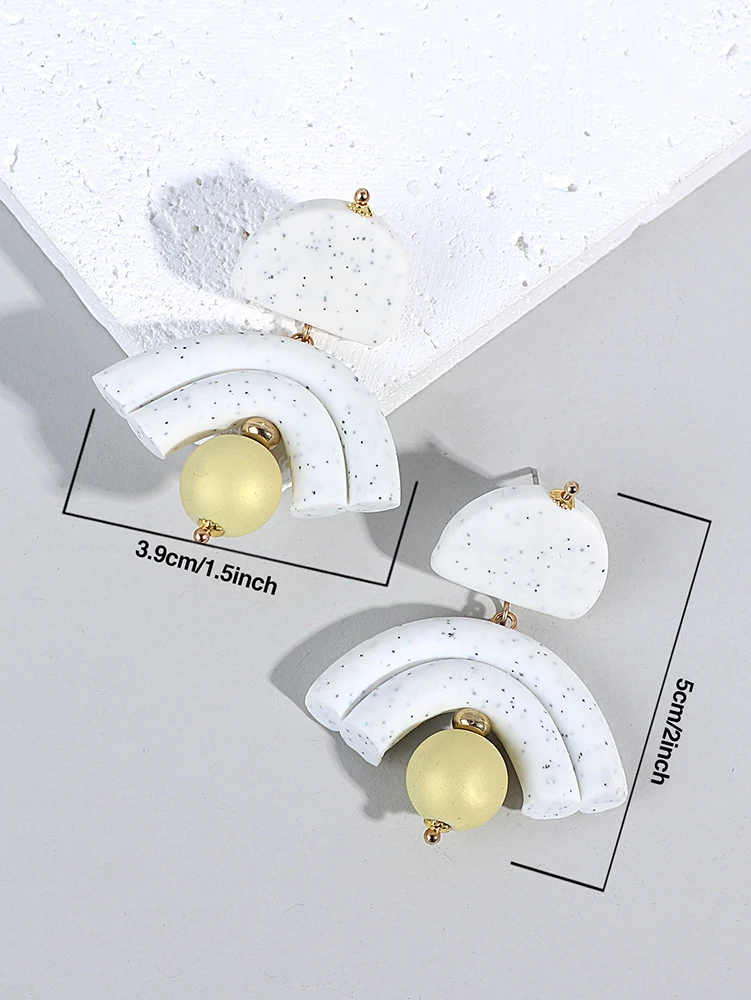 AENSOA Unusual Speckled White Polymer Clay Earrings for Women Handmade  Yellow Bead Pendientes Geometric Drop Earrings Jewelry - AliExpress