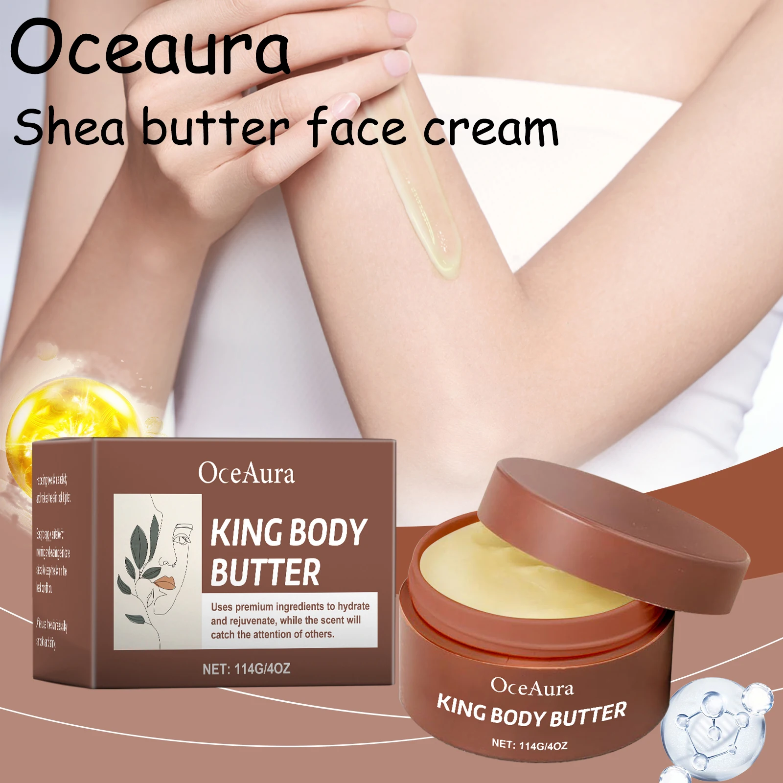 Oceaura Shea Butter Face Cream Reduce Dryness Moisturizing Nourishing Improve Roughness Smoothing Softening Face Care Cream