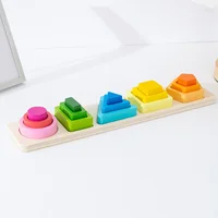 5 Sets Geometric Shape Sorting Stacking Toys, Early Learning Color & Shape Recognition Matching Toys 1