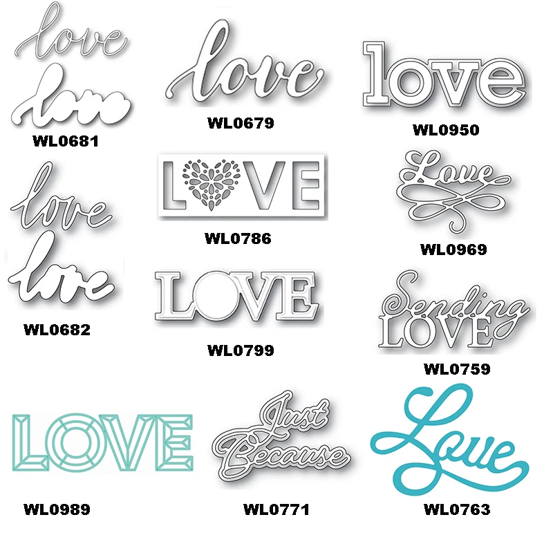Neuankömmling Shadow Love Word Luscious Script 2025, Metall-Stanzformen für die Herstellung von Grußkarten, Buchstabenschablonen von Scrapbooking