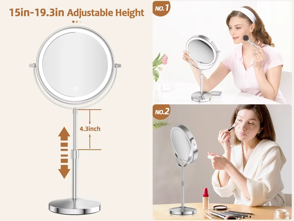 Lighted Makeup Mirror 1x To 10x Magnification Tabletop Vanity - Image 5