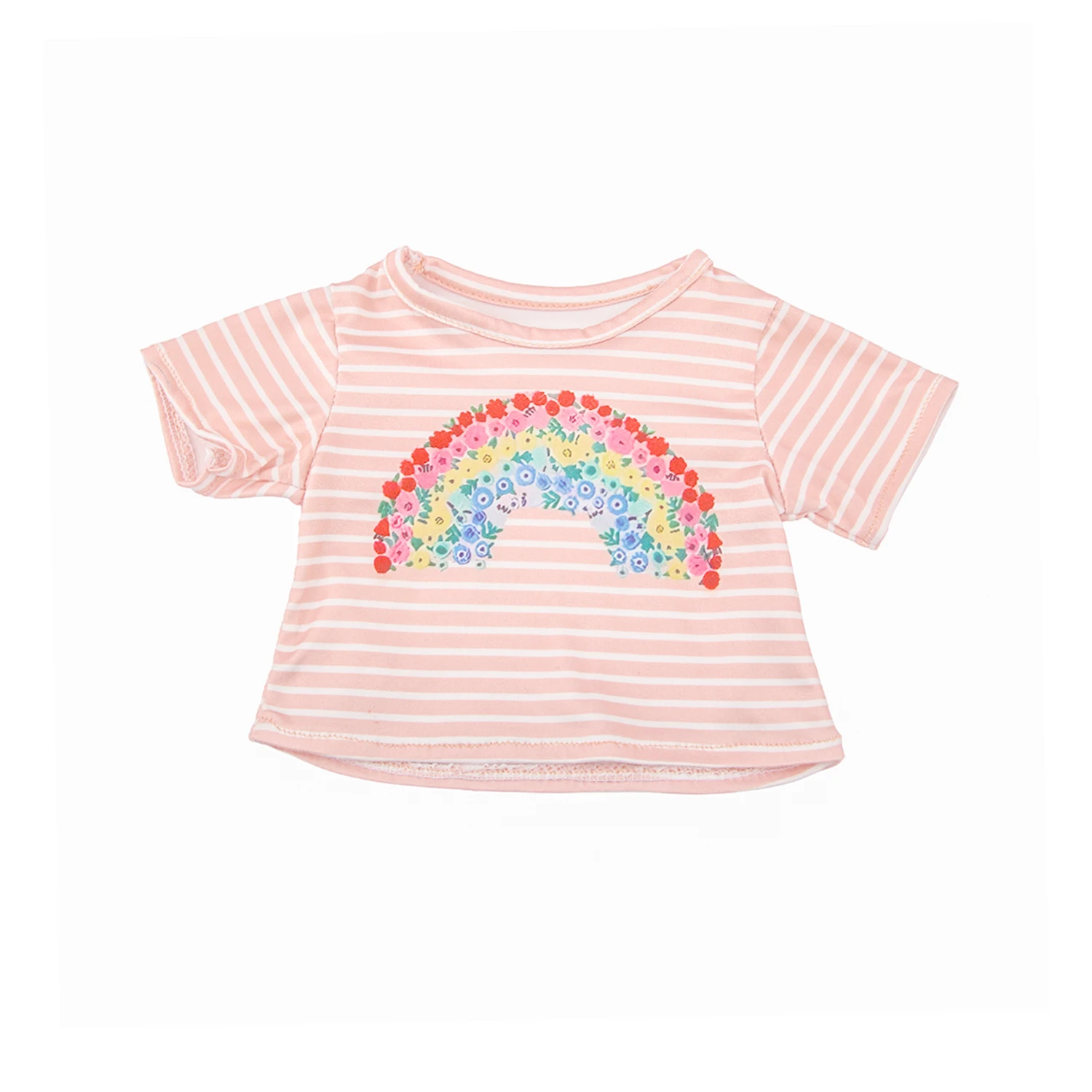 Cotton Short -sleeved T-shirt For American 18 inch Girl Doll Rainbow, Car, Cat, Little Girl Shirt For 43cm New Born&OG Doll Toy