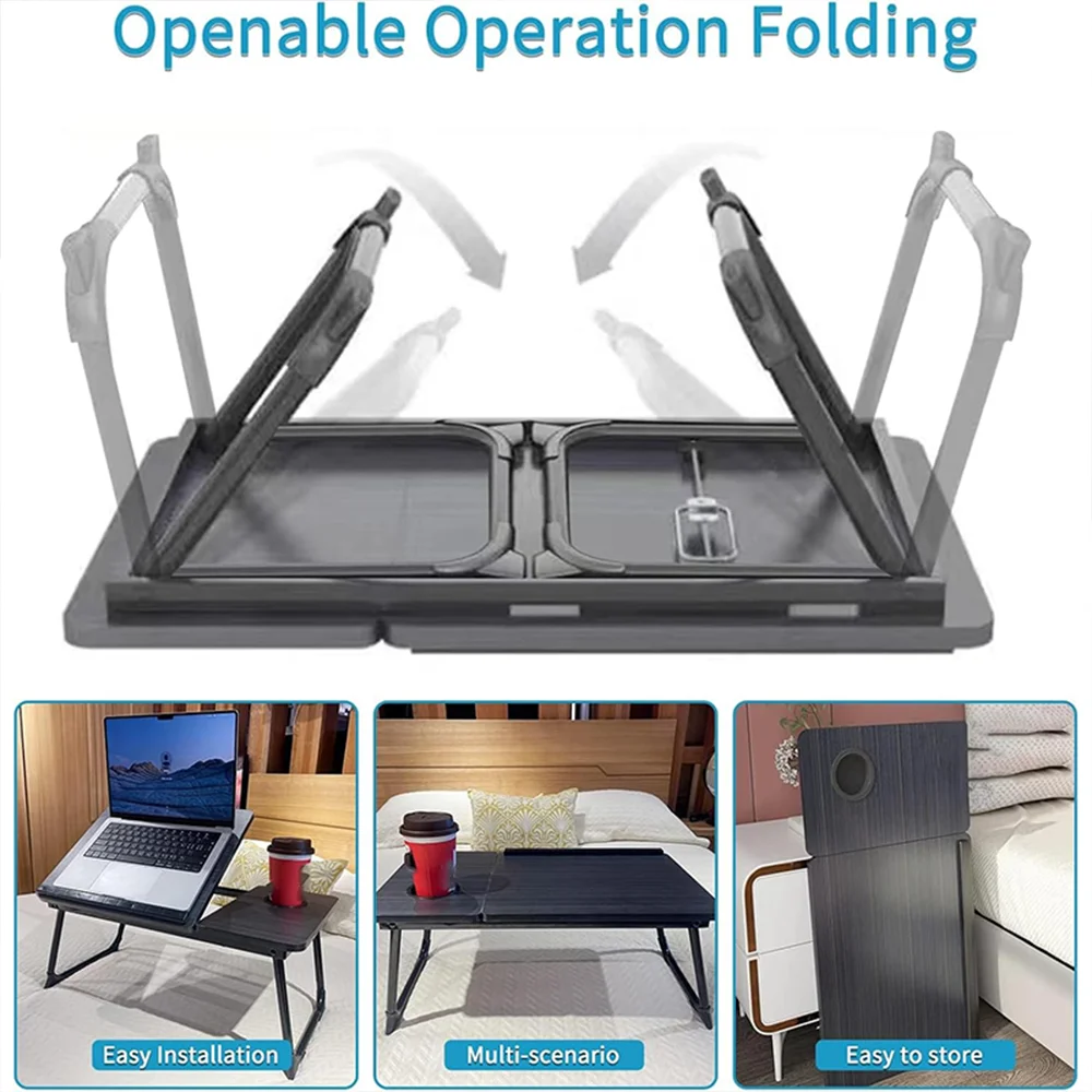 Laptop Desk Bed Table Adjustable Foldable Desk Notebook Stand Reading Holder with Cup Holder for Writing/Working on Bed/Couch 2