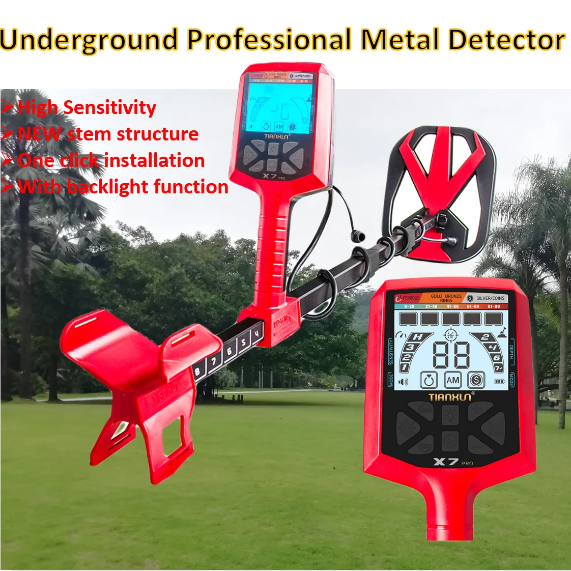 GoldToolsX7ProProfessionalMetalDetectorMachineWithAutoGround