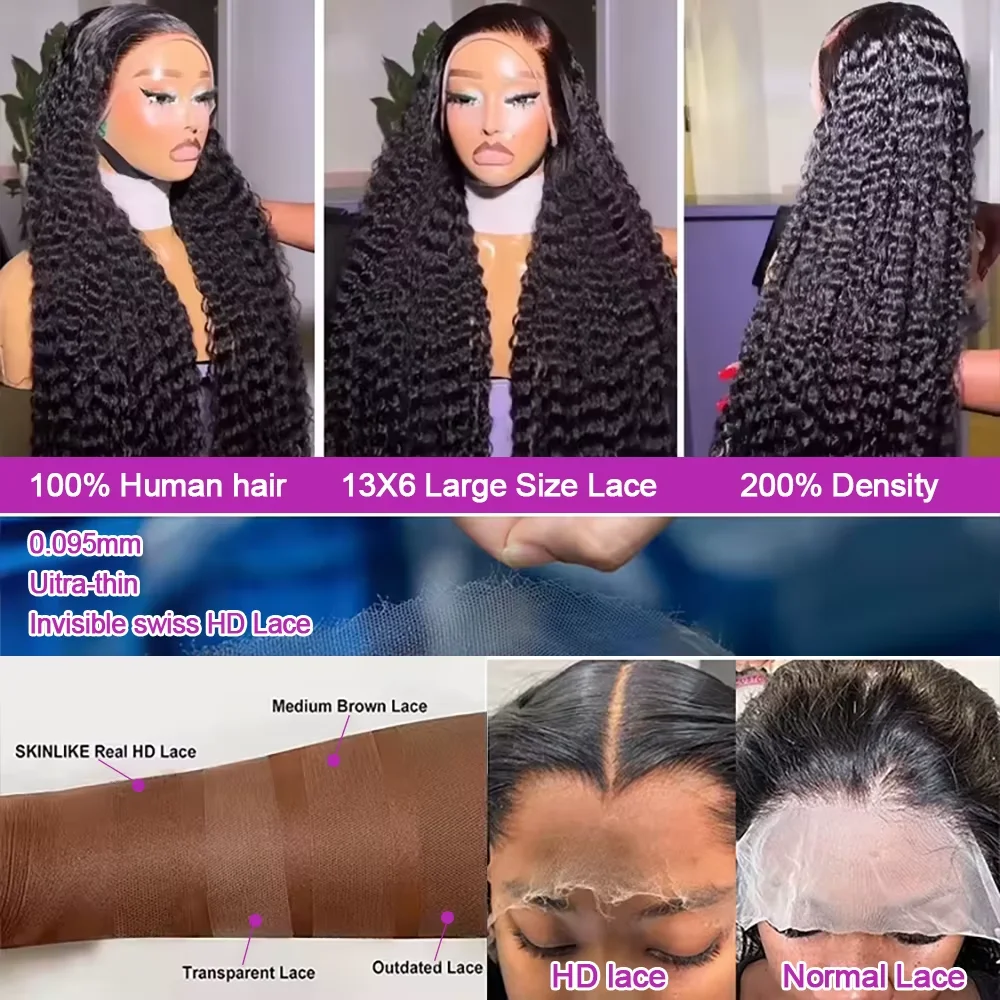 Deep Wave Frontal Wig Hd Lace Wigs 300% Density 13x4 13x6 Water Wave Curly Human Hair Wig 30 36 Inch Lace Front Wig Human Hair - Image 5