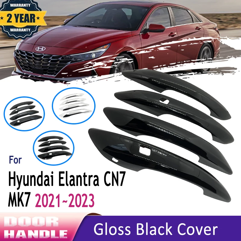 Gloss Black Door Handle For Hyundai Elantra 2022 Accessories Cn7 7th