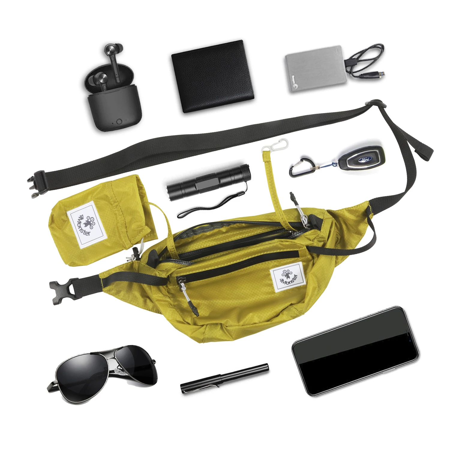 Lightweight Portable Mini Bag with Multi-Pockets, Hiking Waist