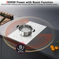 Индукционная варочная панель Cooksir, 2 конфорки с вилкой, встроенная, 3500 Вт, гибкая зона, управление направляющими, 9 уровней мощности, предохранительный замок — изображение 5