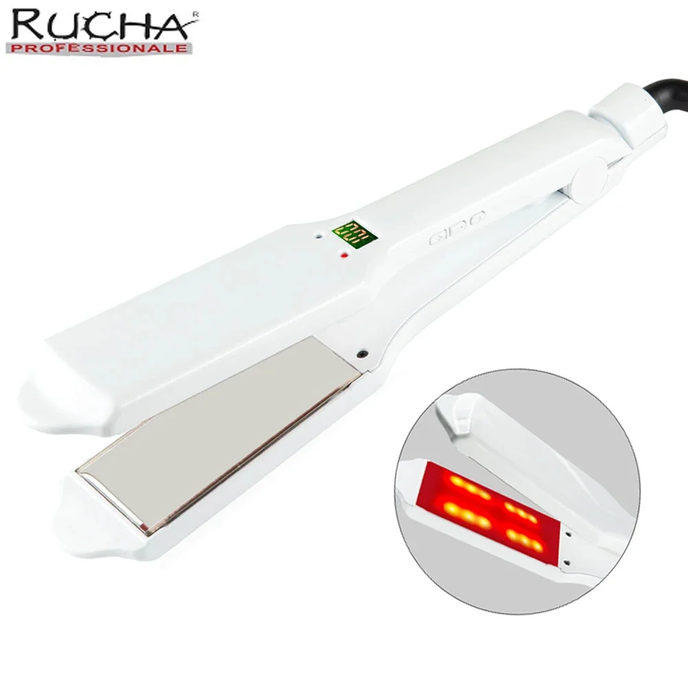 Plancha ultrasónica infrarroja para el cuidado del cabello, reparación de queratina para cabello seco y encrespado, 2 pulgadas