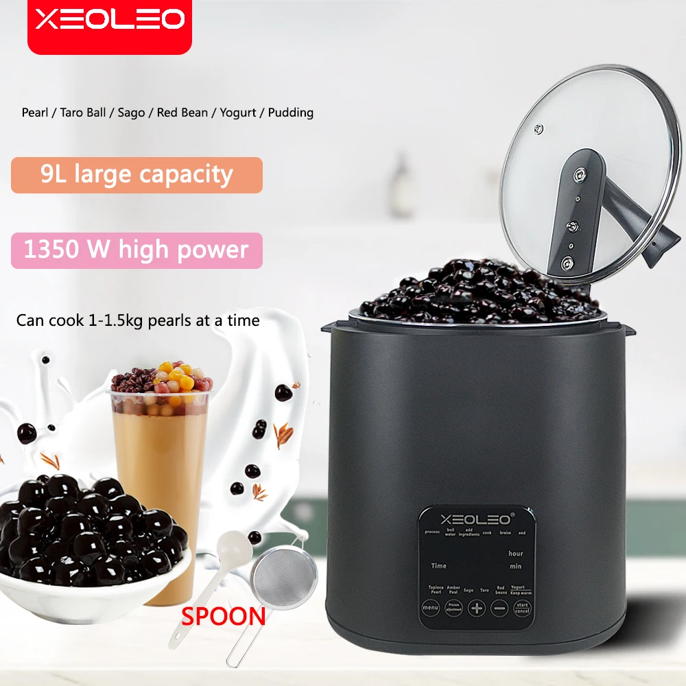 XEOLEO Tapioca Cooker Boba Cook Machine Non-Stick Pan 9L Milk Tea Bubble Pearl 1300W Amber Pearl Pot Sago/Taro/Red Bean Cooker