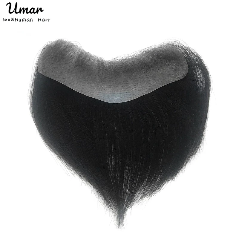 Thin Skin Base Natural Hairline  Front Men Toupee Human Hair Piece For Men V Style Front Toupee Wig Remy Hair