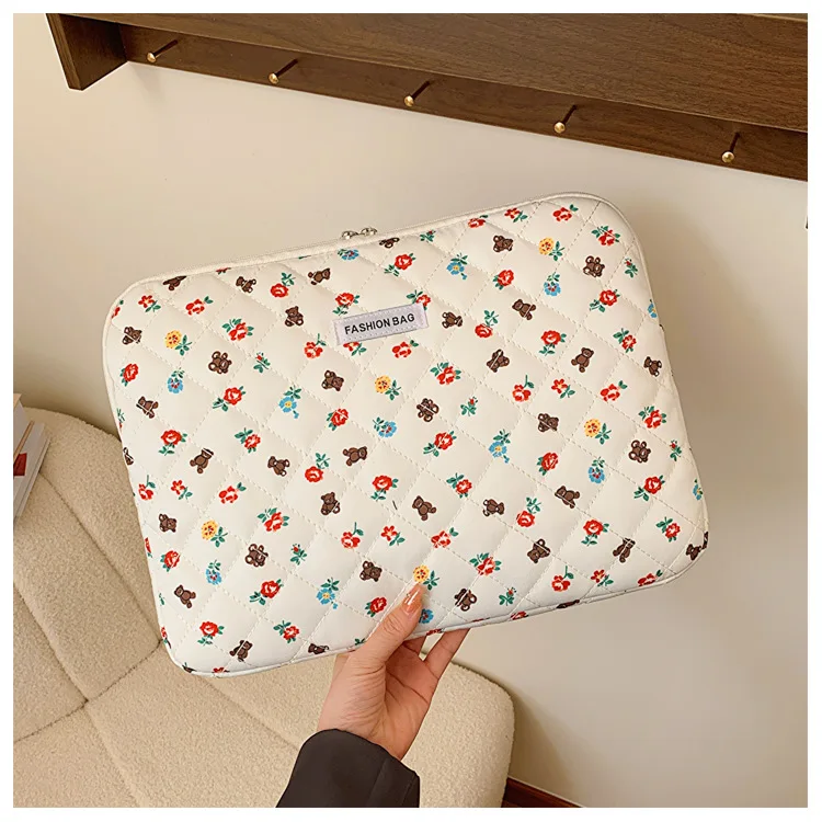 Kawaii 한국 곰 패턴 태블릿 슬리브, 13 인치 및 15 인치 노트북 케이스, 플러시 인테리어, 아이패드 및 노트북용 태블릿 가방, 신제품