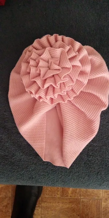 Big Blossom Flower Ribbed Turban Baby Cap photo review