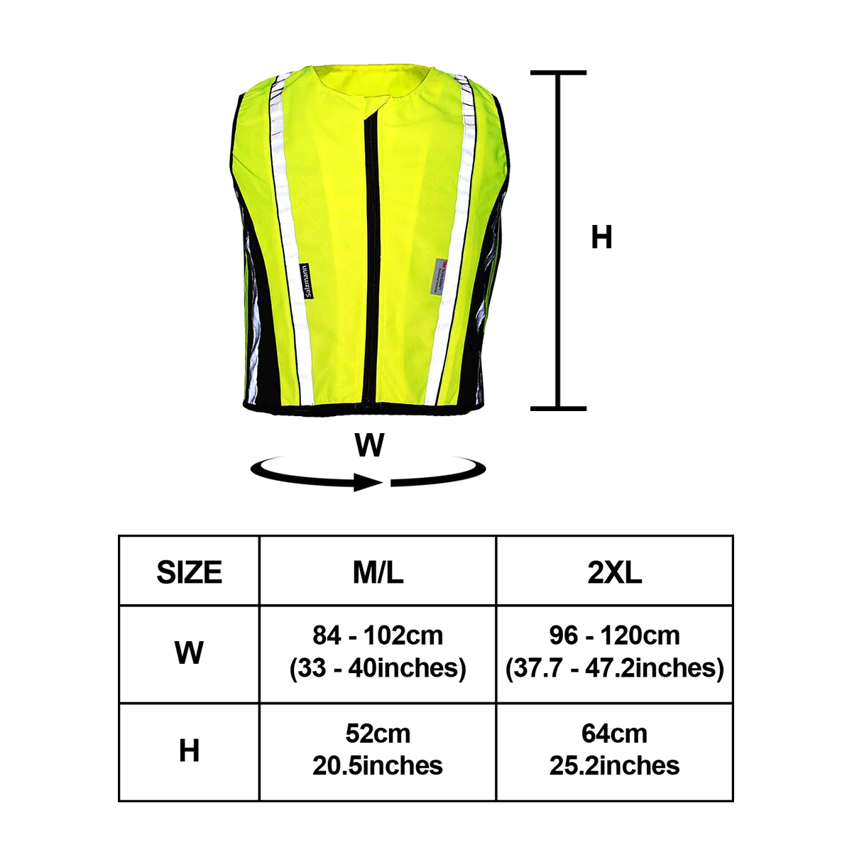Salzmann High Visible Motor Cycle Vest, made with 3M Scotchlite, with black elastic fabric. 6