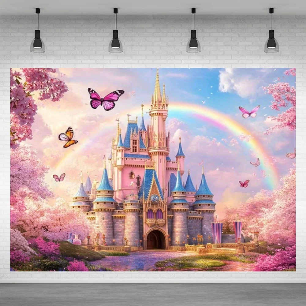 Magisches Schloss Geburtstagsparty-Hintergründe für Fotos, Rosen-Prinzessin Kinder- und Babyparty, Mädchen- und Erwachsenen-Dekorationshintergrund, Fotozone – Detail 14