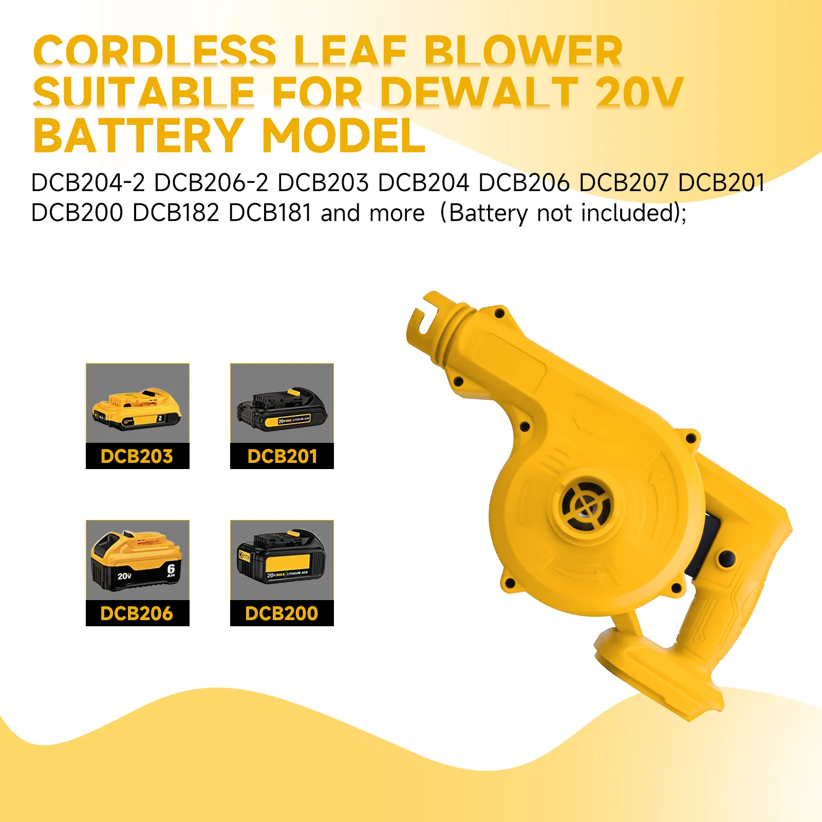 Cordless Leaf Blower for Dewalt 20V Max Battery Jobsite Air Blower 2-in-1 Handle Electric Blower and Vacuum Cleaner (No Battery) 6