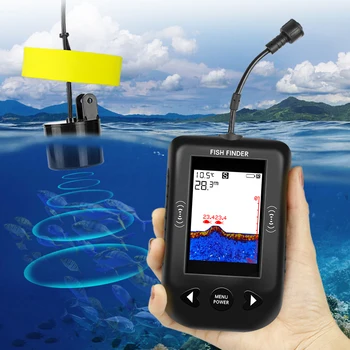 Erchang Portable Fish Finder Water Depth Echo Sounder Handheld Sonar Castable Kayak Boat Fishfinder Transducer Fishing