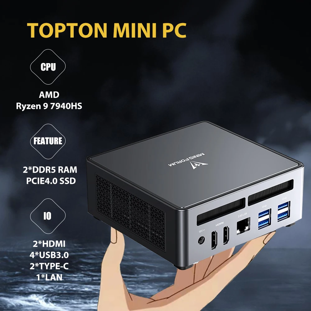 MINISFORUM UM790 PRO Ryzen 9 7940HS Mini PC Windows 11 Pro DDR5 PCIe 4.0  SSD USB4 WiFi 6E BT 5.3 Quad Display Computer - AliExpress