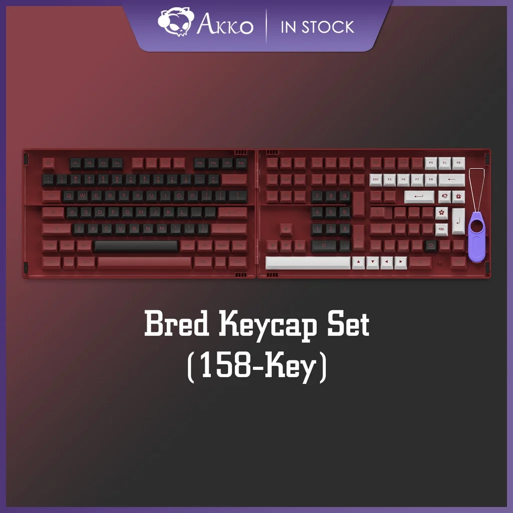 

Akko Bred Keycap Set ASA Profile PBT Double-Shot 158-Key Full Keycaps for Customization Mechanical Keyboards with Collection Box