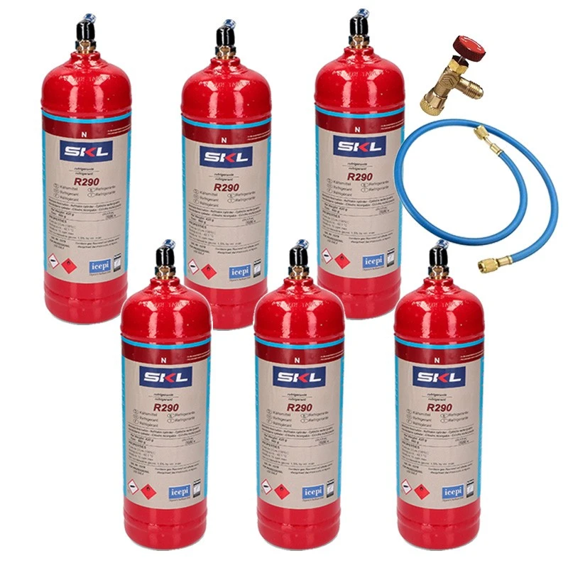 750 Ml Propan Kältemittel R290 Propan 2x 750 Ml – Je 370 G, Für Klimaanlagen & Kühlgeräte, Extrem Entzündlich, Sicherheitshinweise Beachten! R290 Klimaanlage