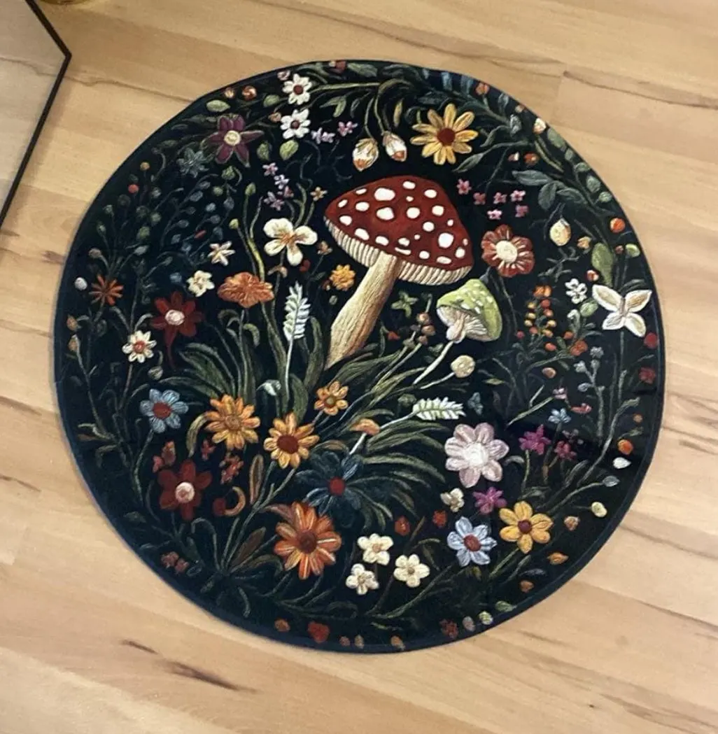 Enchanted Mushroom Kingdom Rug Colorful Round Forest Floor Mat Living Room Decor Bedroom Carpet Inspired By The Magical Forest photo review