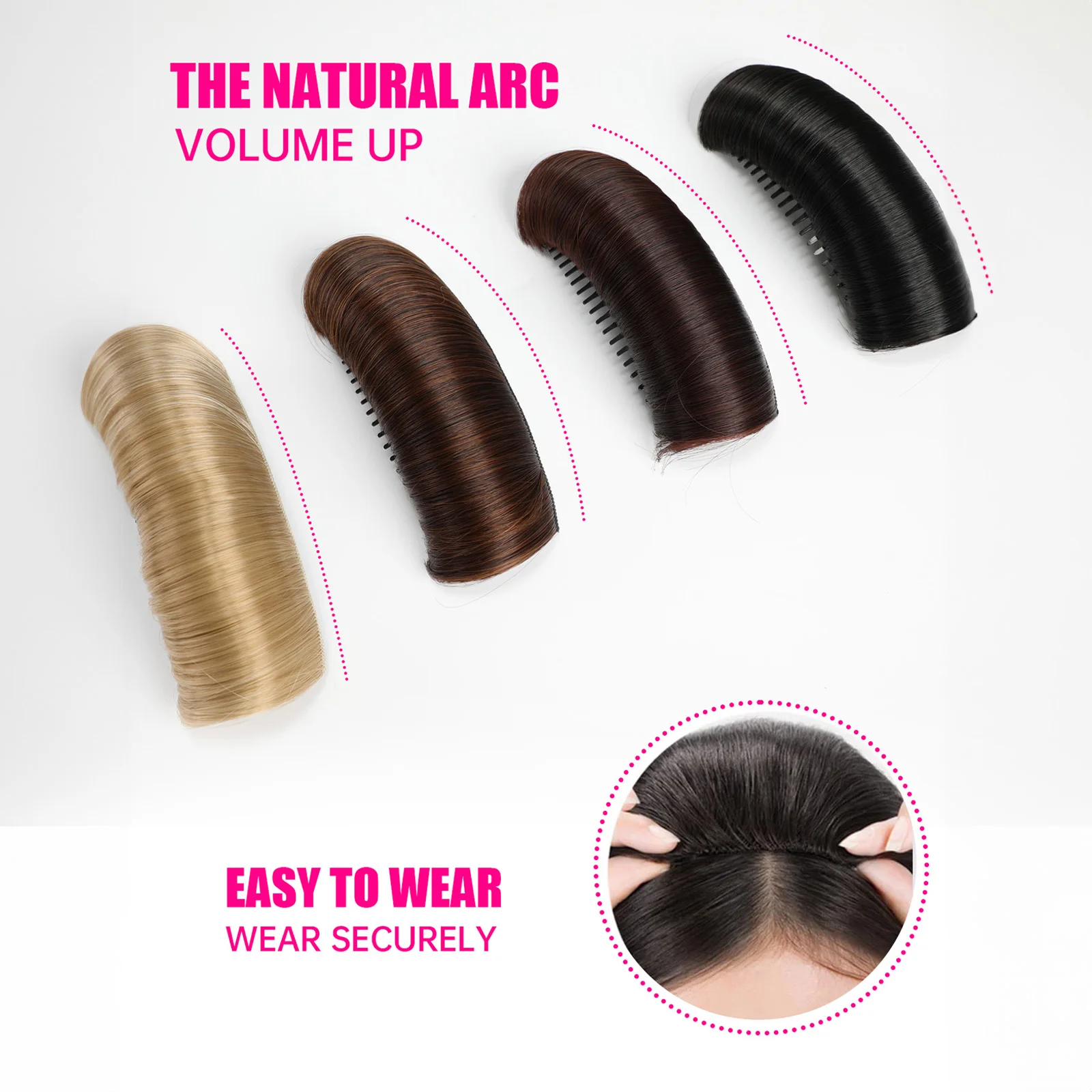 Hair Pad Wig Cushion 6 Inches Synthetic Invisible Fluffy High Temperature Fiber Insert Comb