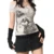 Goth Skull T Shirt 2000s Aesthetic Women Grunge Fairy Core Off Shoulder Short Sleeve Tops Graphic Tee y2k Streetwear