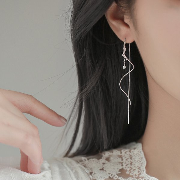 Simple Moon Star Rhinestone Long Chain Earrings For Women Shine Sun Crescent Geometric Tassel Piercing Earring Party Jewelry